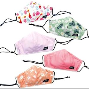 5 washable Cloth Face Masks Girls pink unicorn floral child